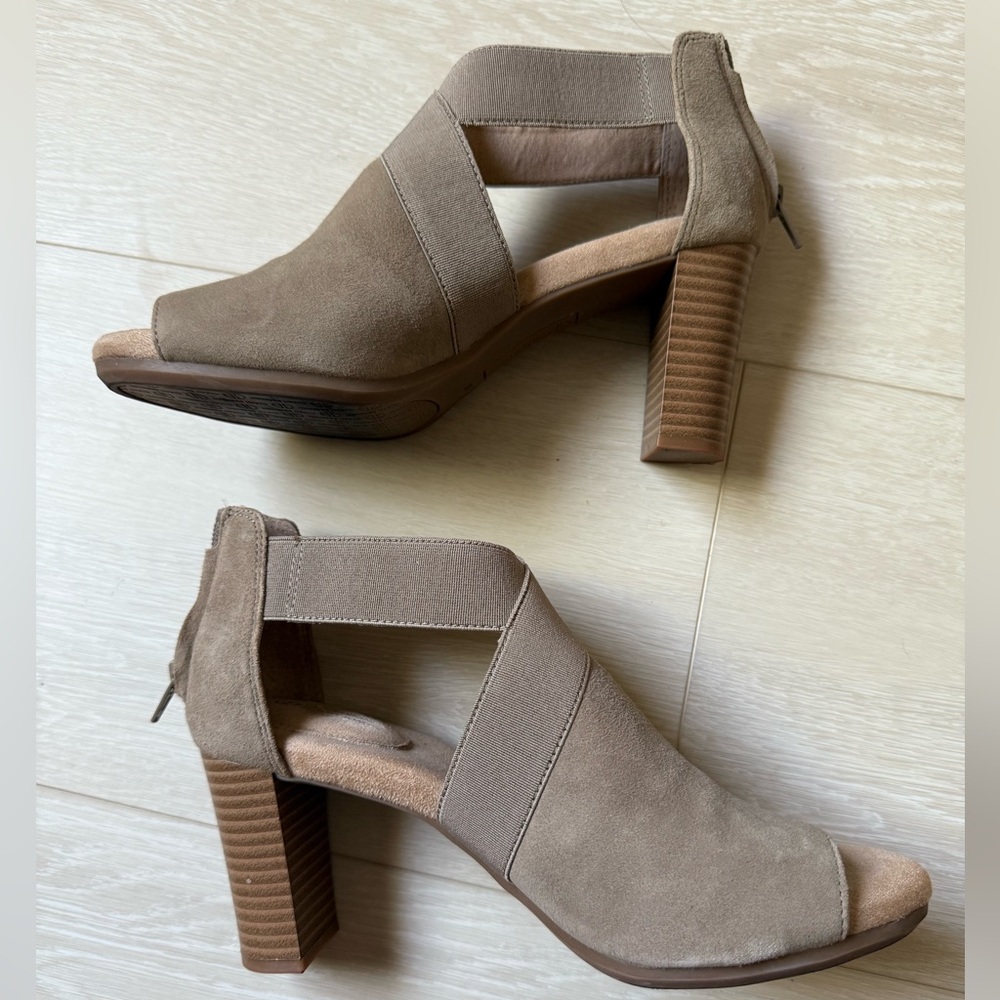 Gianni Bini Tan Heeled Boots with Peep-Toe Design